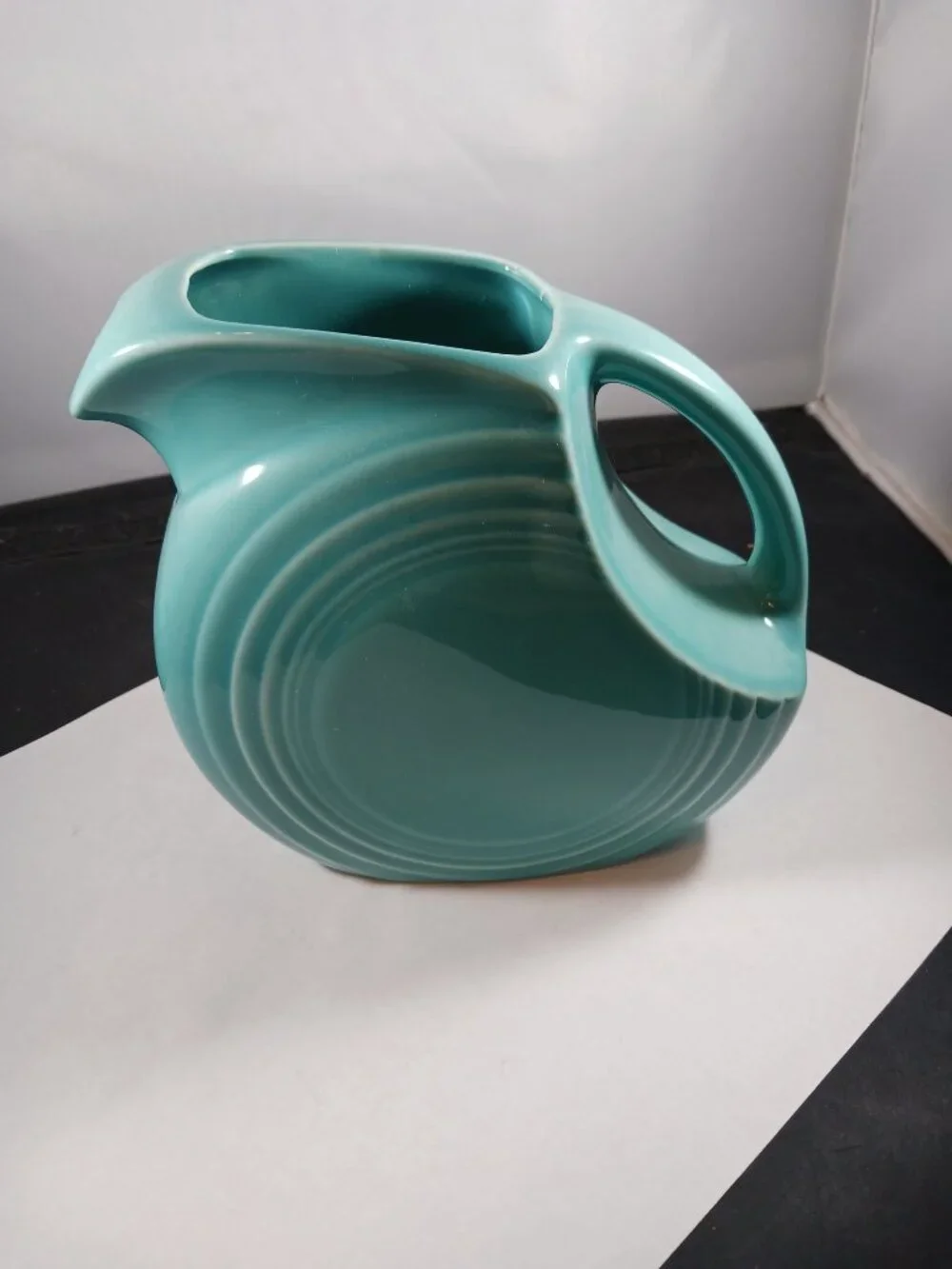 Fiestaware Vintage Turquoise Homer Laughlin Disc Large Pitcher
